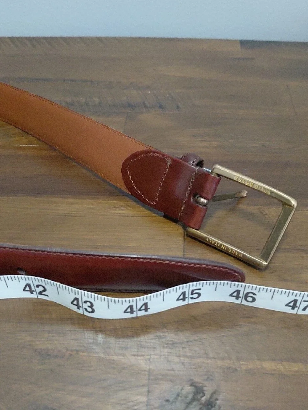 Johnston & Murphy Brown Leather Belt with Brass Buckle Sz 40